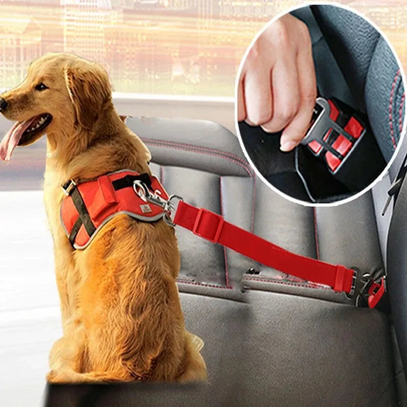 Cinto de segurança ajustável para cães e gatos.